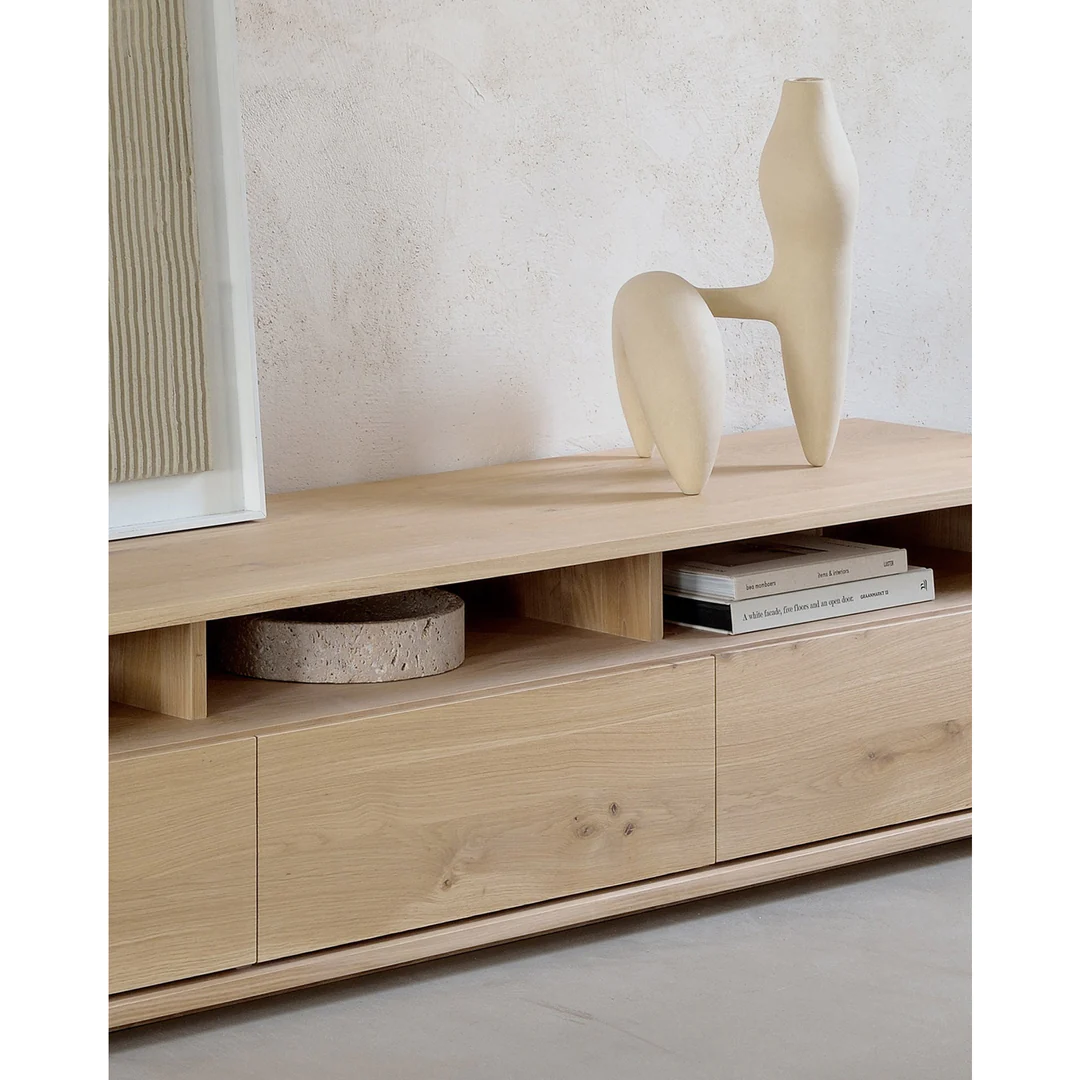 Wood TV Stand With Storage Cabinet
